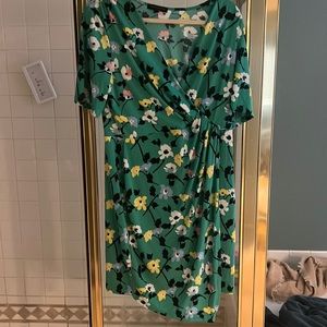 Banana Republic green floral wrap dress